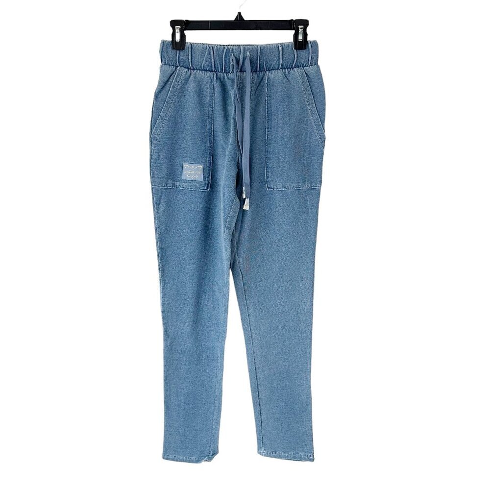 NWT Laila Ali Blue Boyfriend Joggers Pants XS‎ Distressed Wash